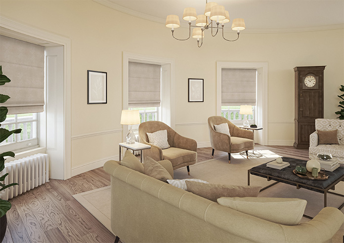 Florence Faux Suede, Light Tan - Motorised Roman Blind - Image 6